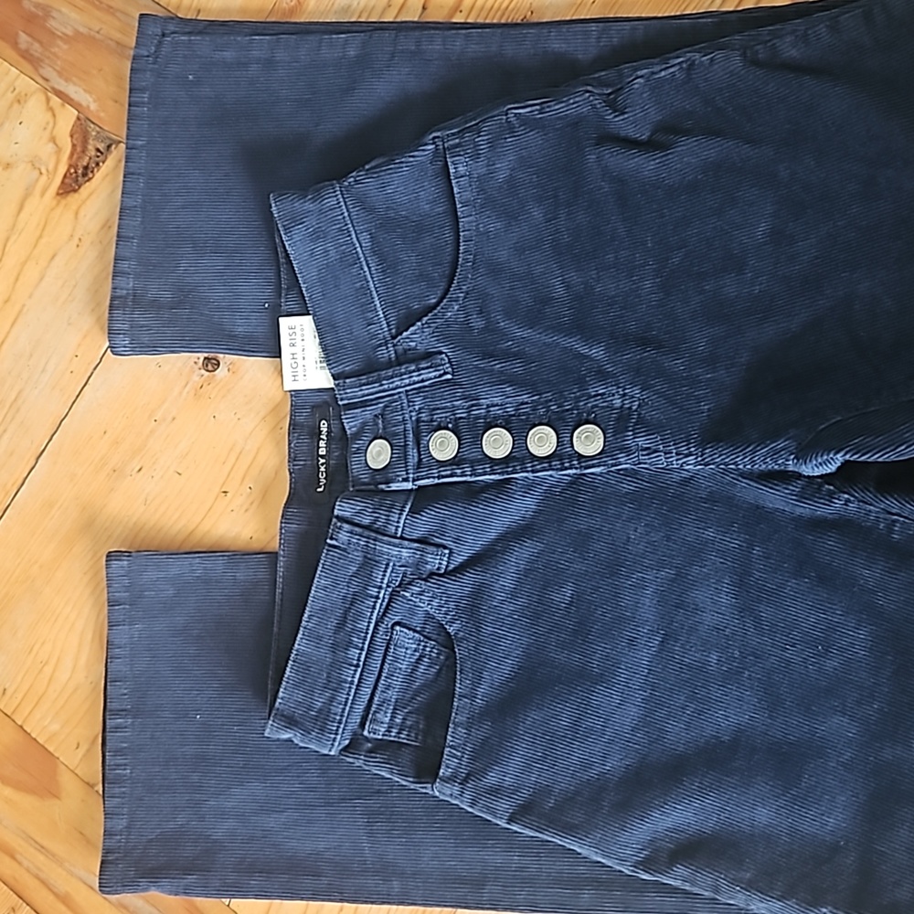 Lucky Brand high rise crop mini boot corduroy pants Bridgette size 24 buttonfly